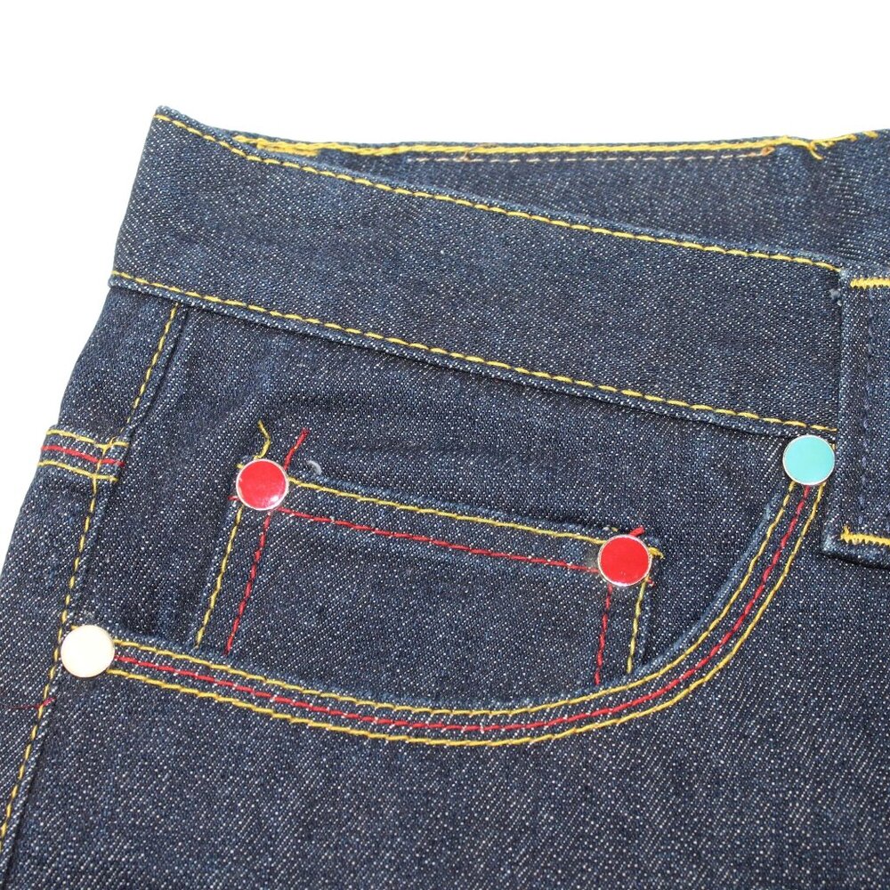 Vintage COOGI Sz 40X32 Y2K Embroidered Rainbow Colors Dk Wash Straight Leg Jeans - Picture 11 of 16